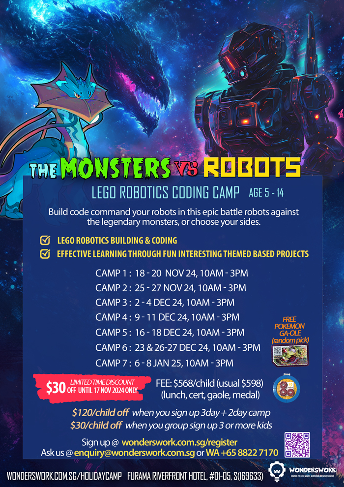 Super Robotics League Lego Robotics Coding Technology STEAM School Holiday Summer Camp May to August 2024 for Age 5 to 14