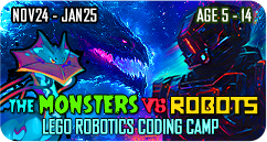 Monsters Vs Robots Lego Robotics Coding Technology STEAM School Holiday Winter Christmas Camp November 2024 to January 2025 for Age 5 to 14 WondersWork Singapore